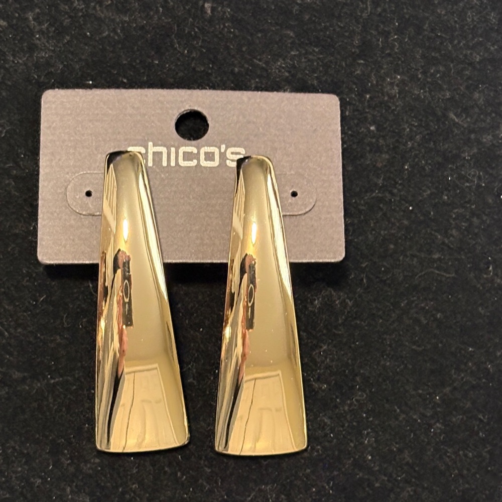 Chico's Shiny Gold Curved  Earrings
